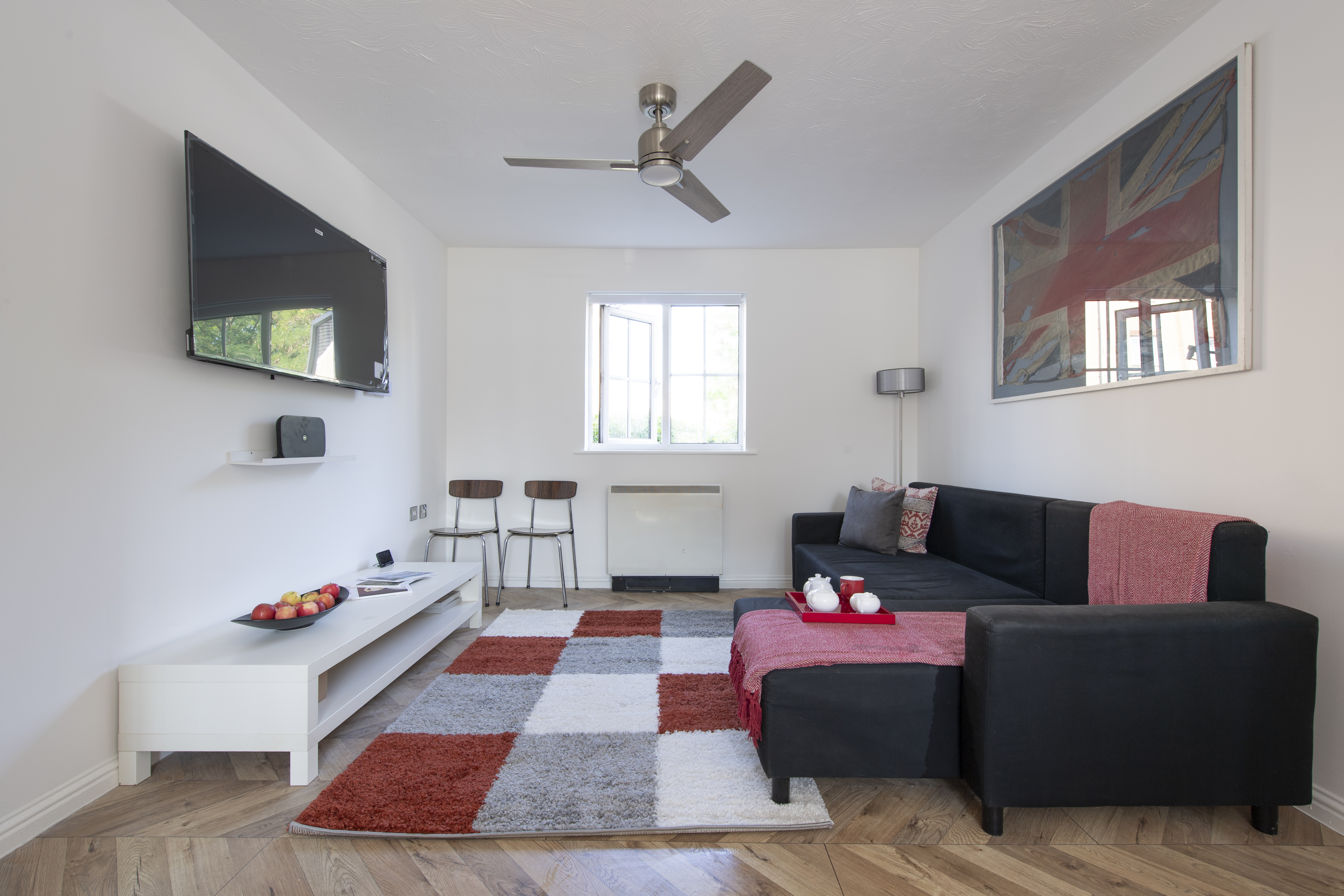 Living room, alternate angle, ready for guests